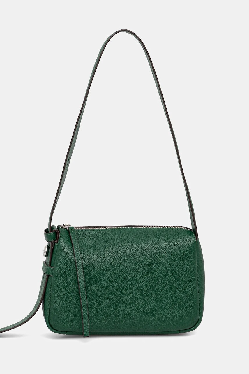 Kožená kabelka Tory Burch Romy Small Shoulder zelená farba, 176674.302