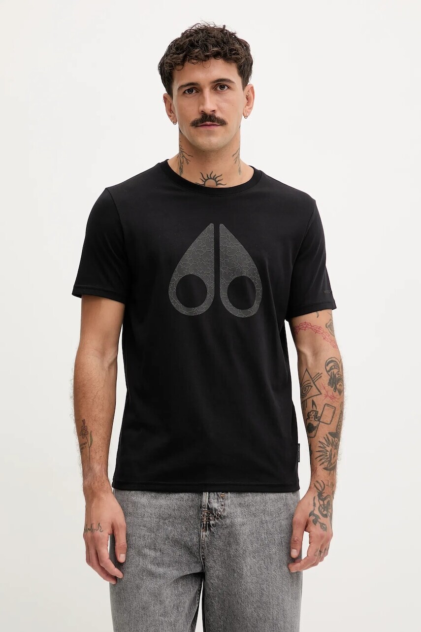 Bavlnené tričko MOOSE KNUCKLES Chamblee pánske, čierna farba, s potlačou, M35MT751