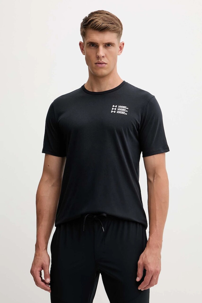 Tričko Under Armour pánske, čierna farba, s potlačou, 6004173