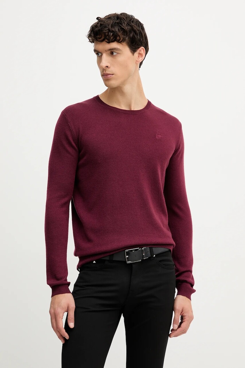 Vlnený sveter Karl Lagerfeld bordová farba, ľahký, 554399.655000