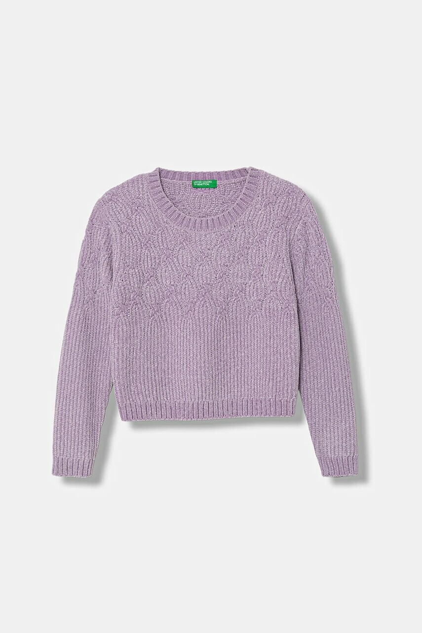 Sveter United Colors of Benetton fialová farba, 16CLG1010
