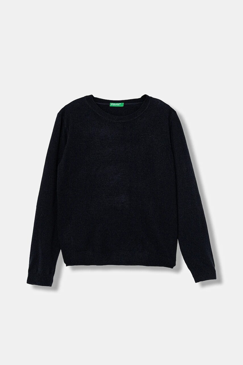 Detský sveter s prímesou vlny United Colors of Benetton tmavomodrá farba, ľahký, 106WC108R