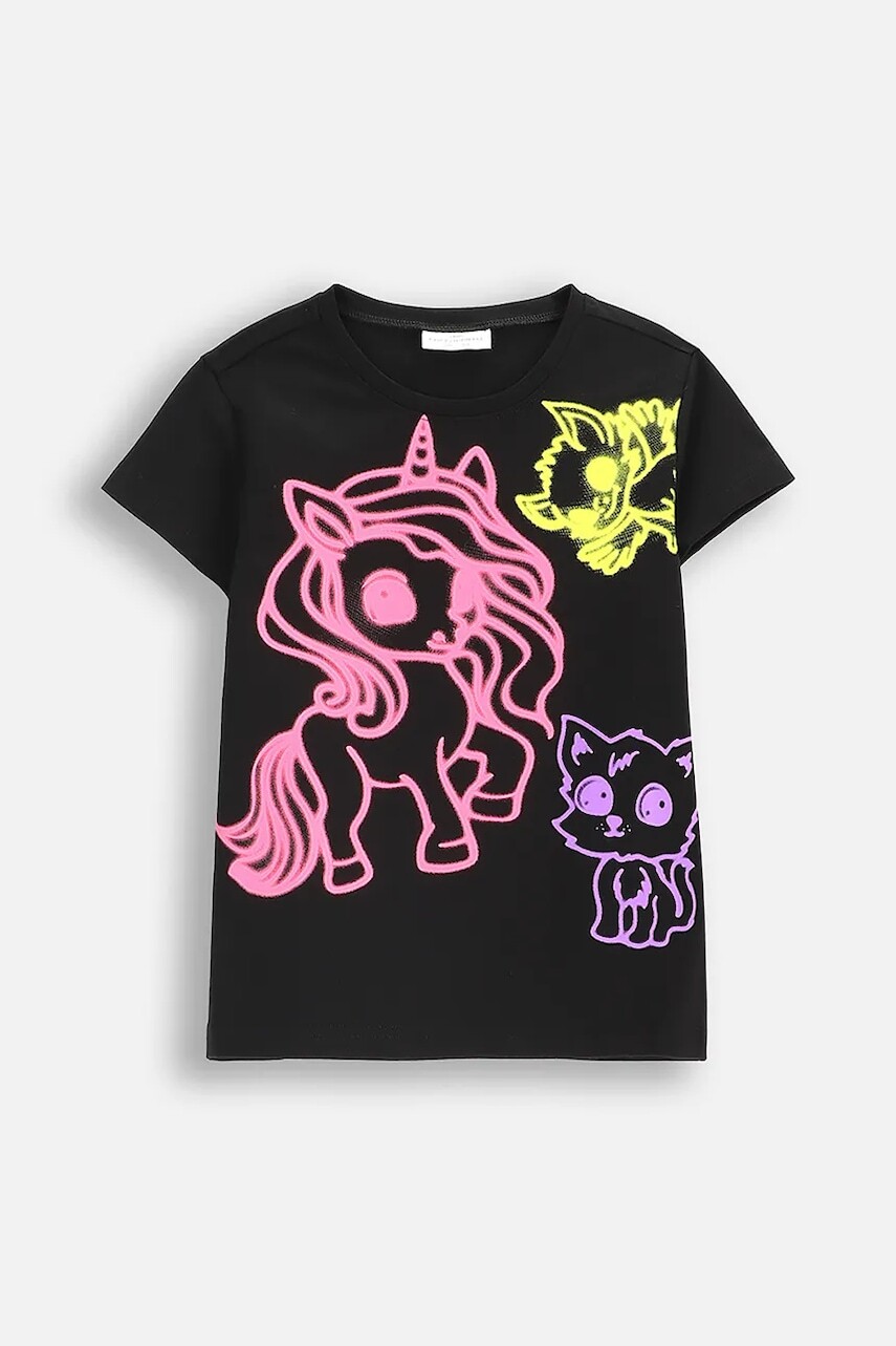 Detské tričko Coccodrillo čierna farba, RAVE GIRL KIDS