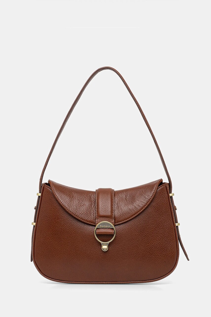 Kožená kabelka Barbour hnedá farba, LBA0493