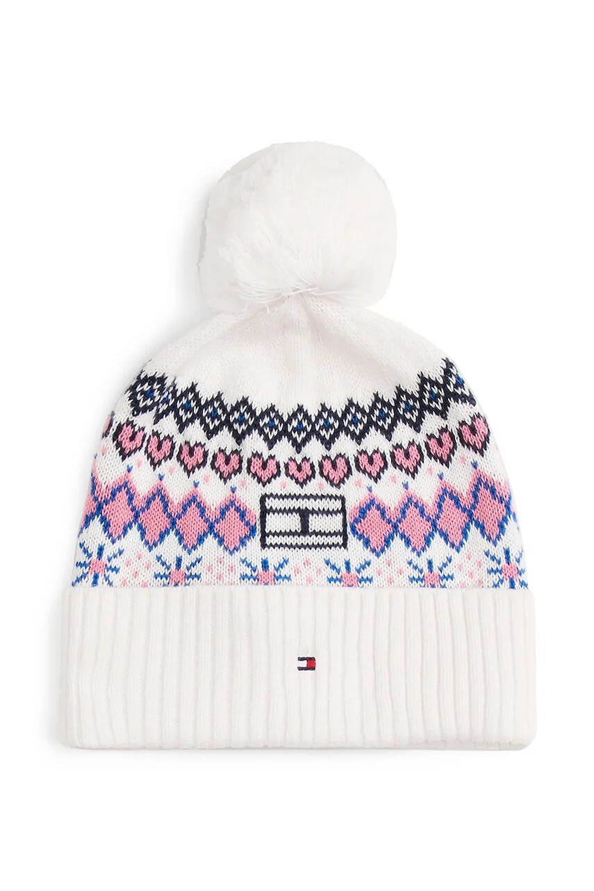 Detská čiapka Tommy Hilfiger biela farba biela, KG0KG09040