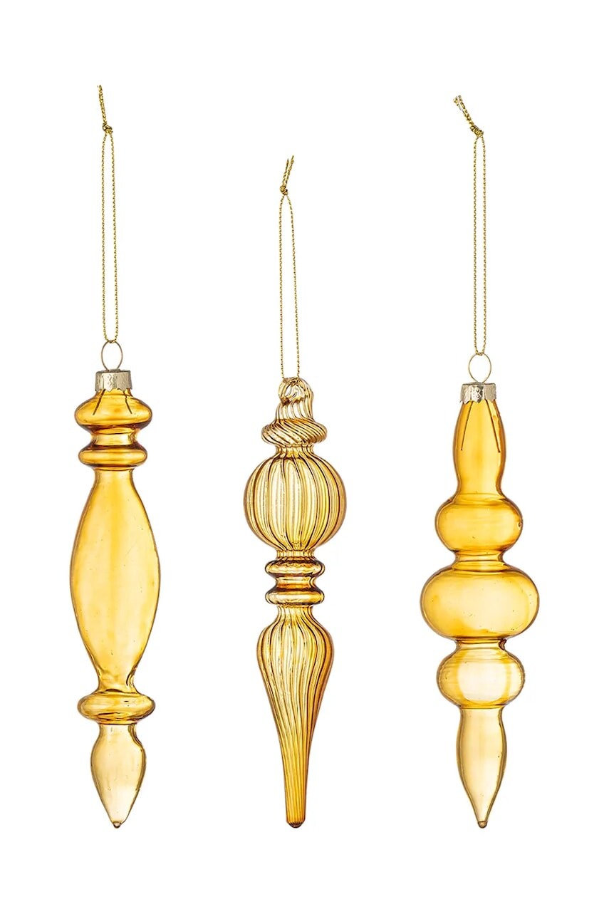 Vianočná dekorácia Bloomingville 3-pak žltá farba