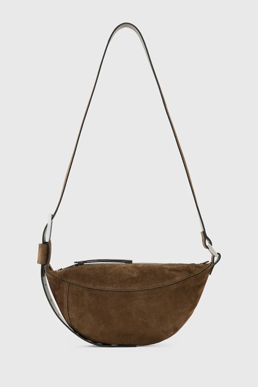 Semišová kabelka AllSaints LUNA hnedá farba, W350XD