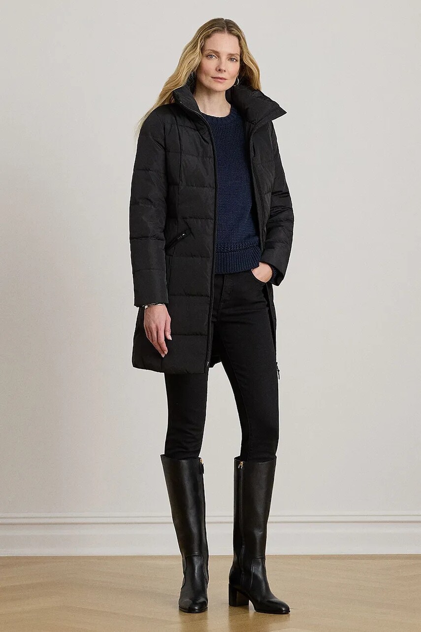 Páperová bunda Lauren Ralph Lauren čierna farba, zimná, 297P04095