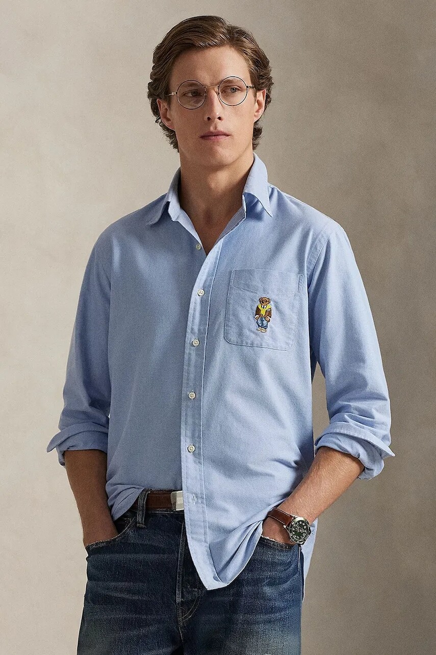 Bavlnená košeľa Polo Ralph Lauren modrá farba, regular, s golierom button-down, 710P07187