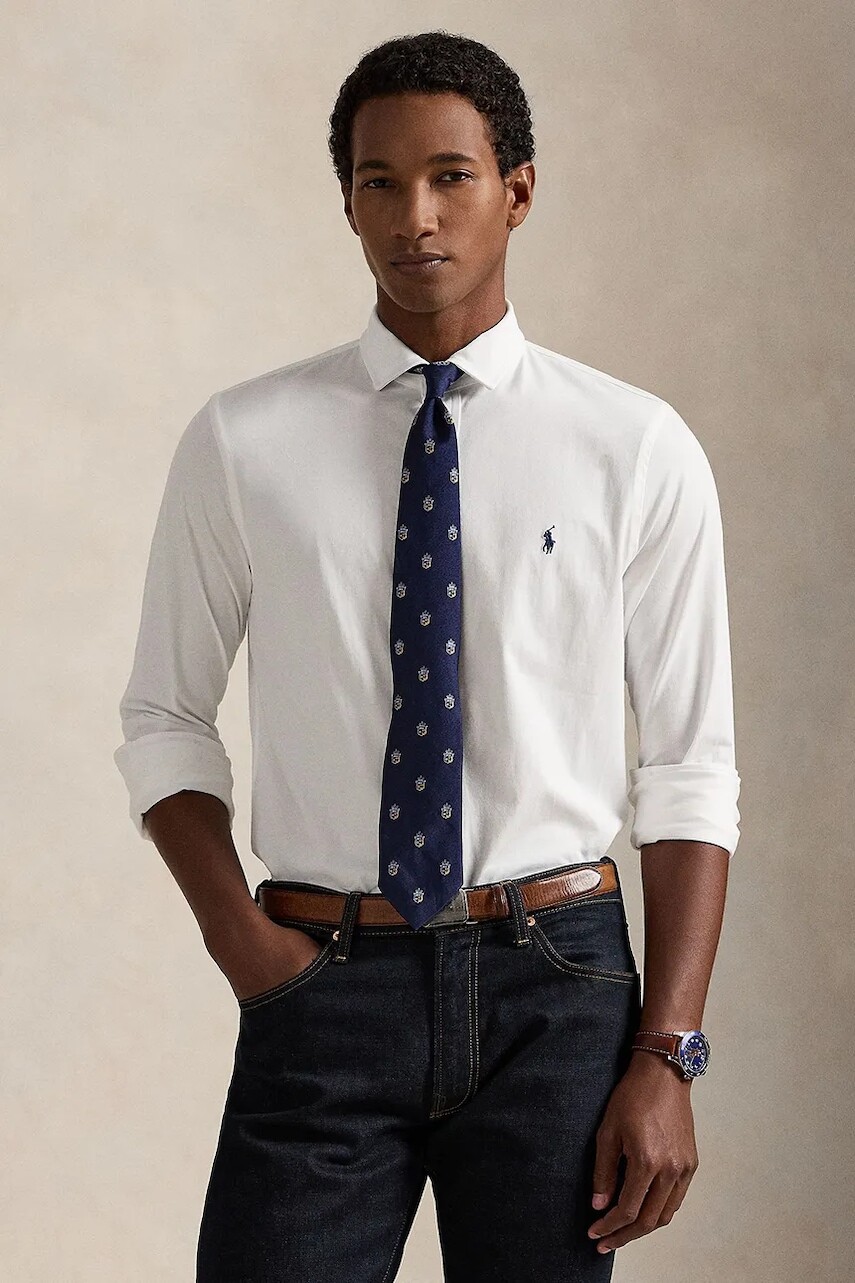 Bavlnená košeľa Polo Ralph Lauren biela farba, regular, s klasickým golierom, 710P03960