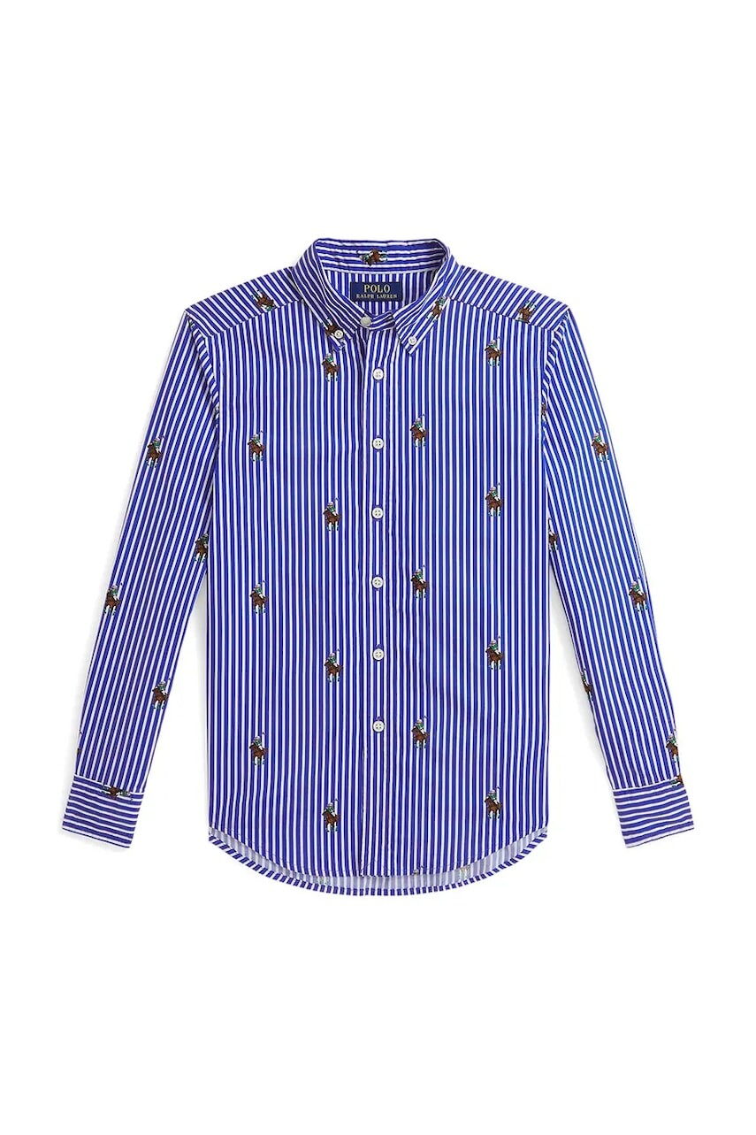 Detská bavlnená košeľa Polo Ralph Lauren modrá farba, 323A96287001