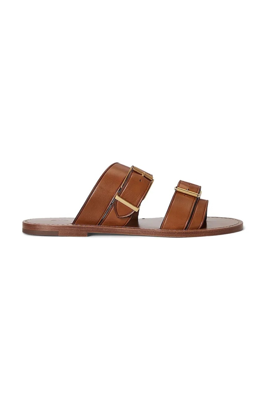 Kožené šľapky Polo Ralph Lauren Bkle Slide hnedá farba, 818P01589001