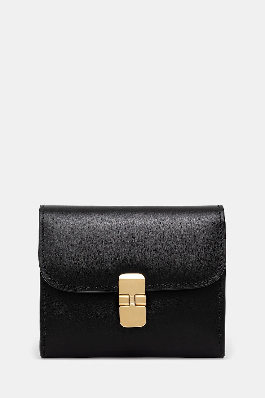 Kožená peňaženka A.P.C. Compact Grace dámska, čierna farba, PXBMW.F63603