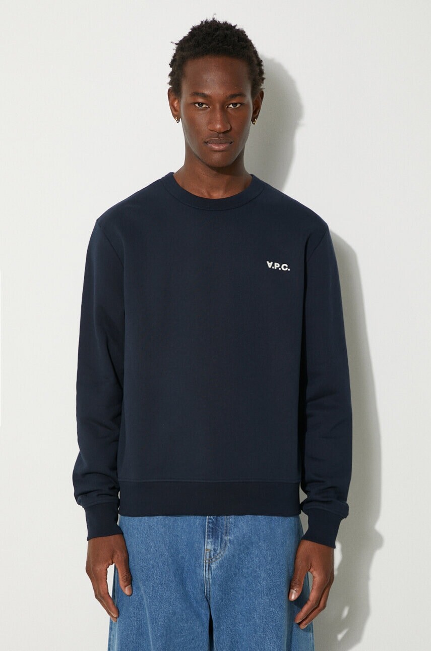 Bavlnená mikina A.P.C. Boxy Petit Vpc pánska, tmavomodrá farba, jednofarebná, COHBR-H27916