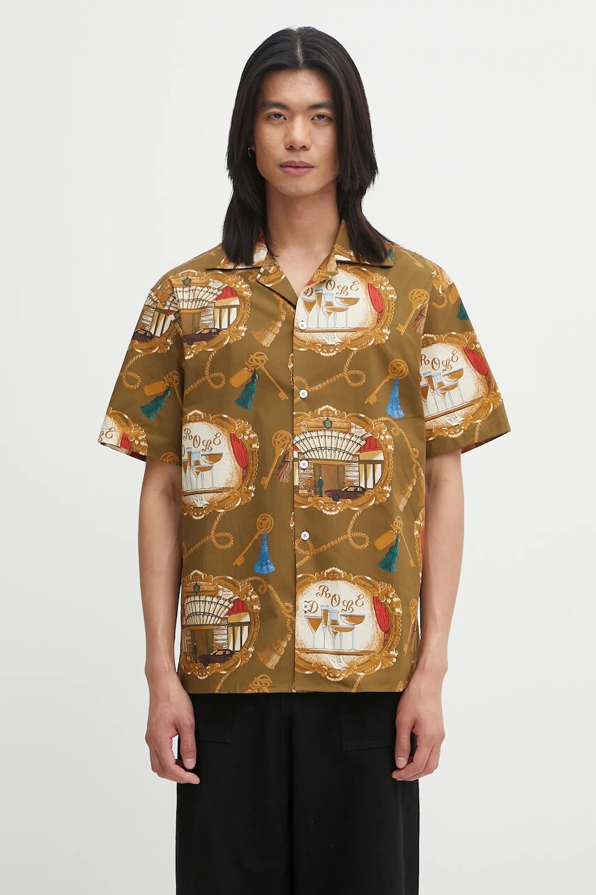 Bavlnená košeľa Drôle de Monsieur La Chemise Grand HUtel zelená farba, regular, H.SH228.LI010