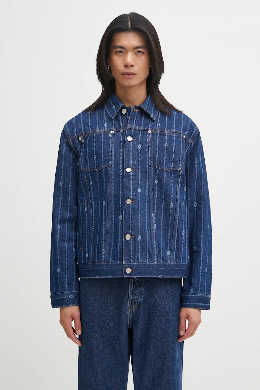 Rifľová bunda Drôle de Monsieur La veste Denim Monogramme modrá farba, prechodná, I.JT182.CO238