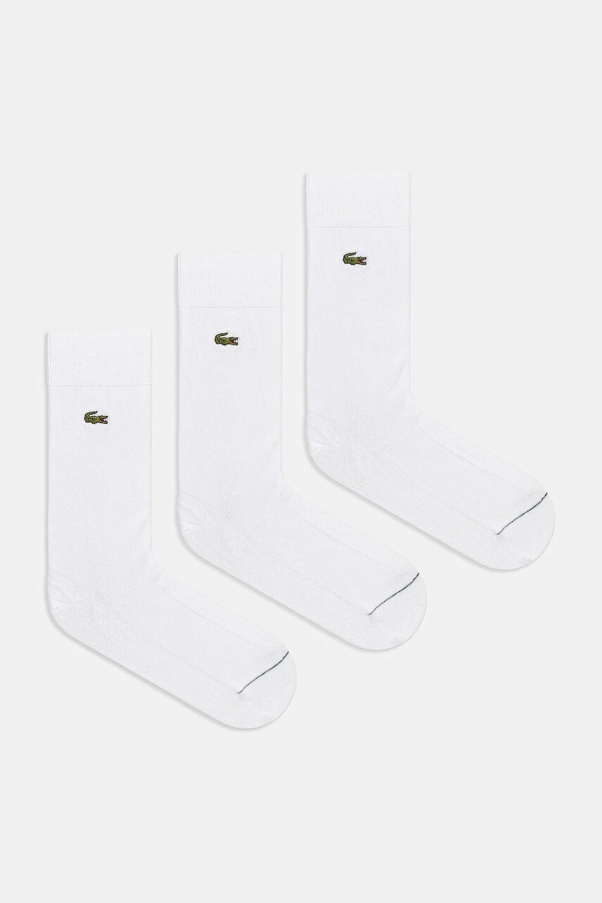 Ponožky Lacoste 3-pak biela farba, RA8142