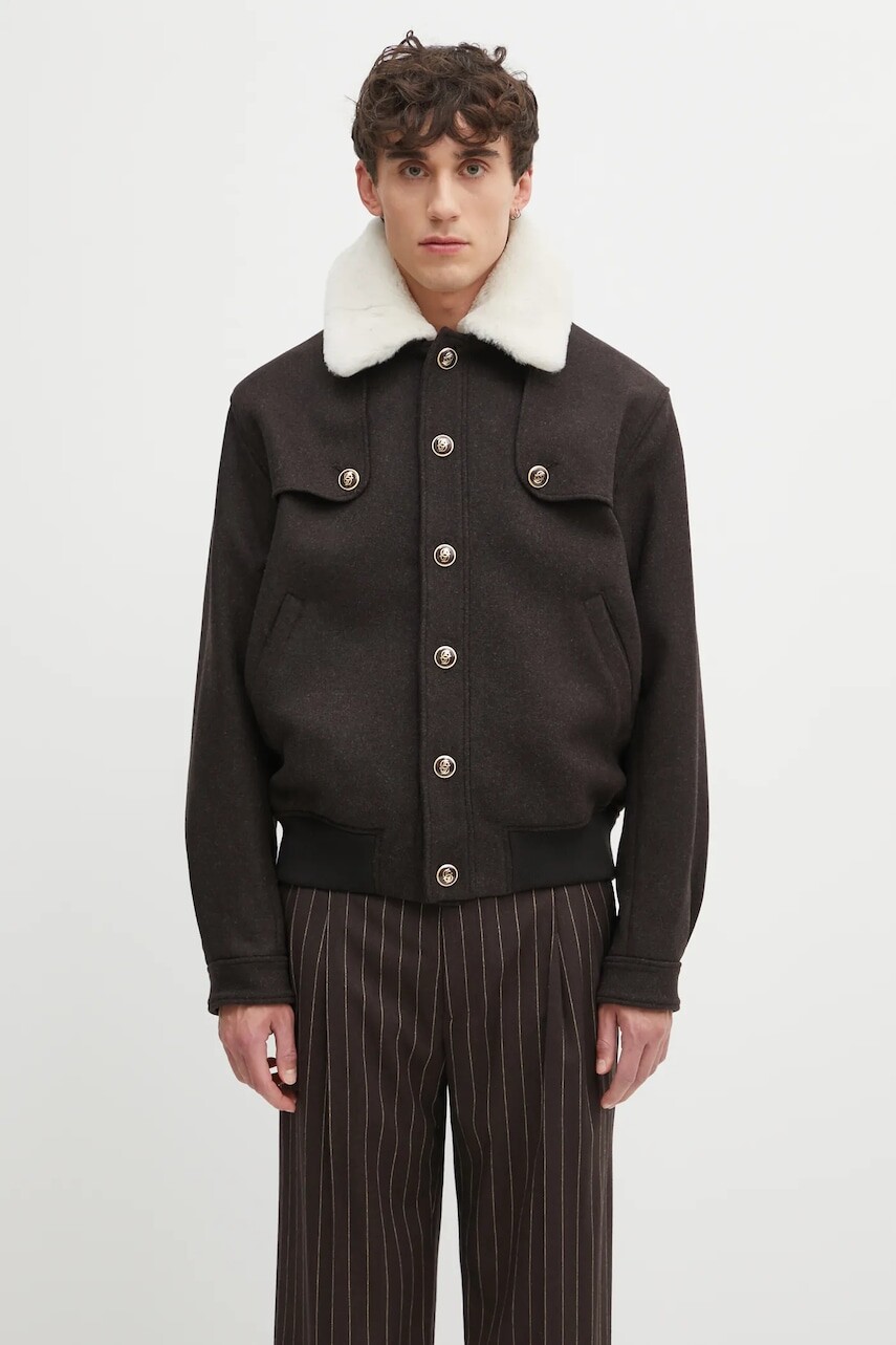 Bunda s prímesou vlny Drôle de Monsieur Le Blouson Laine hnedá farba, prechodná, I.JT242.WO043