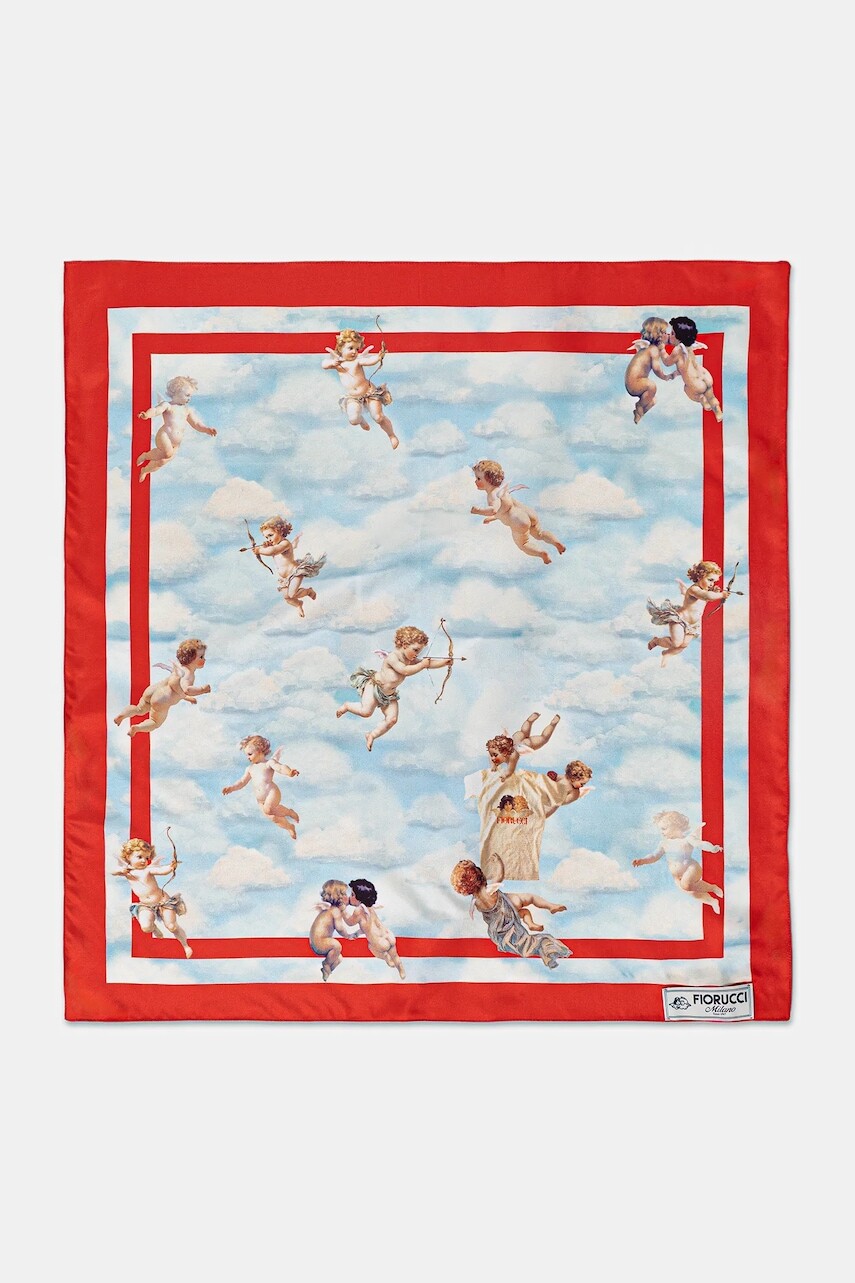 Hodvábna šatka Fiorucci Beatitudo Print modrá farba, vzorovaná, W25FWASC002VI01BL02