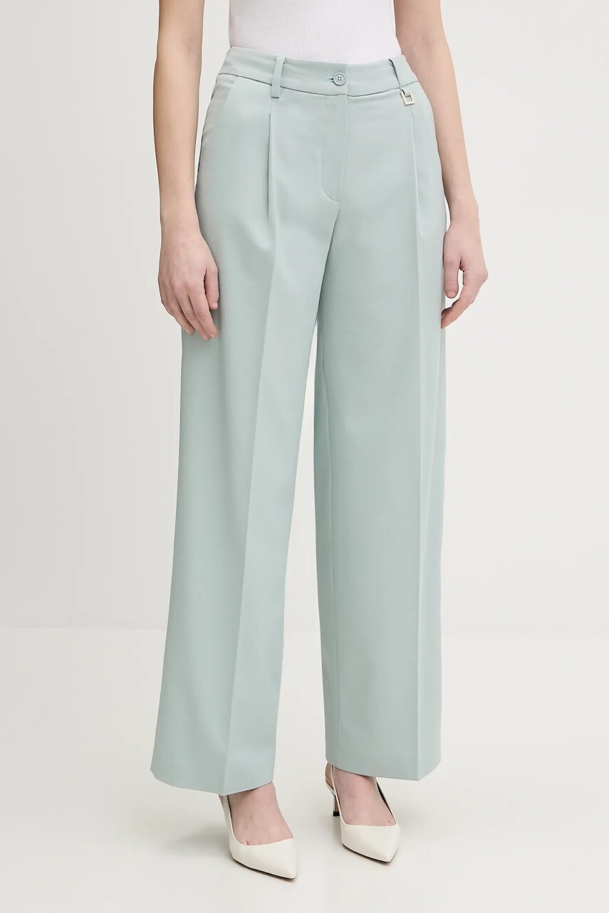 Nohavice Joop! tyrkysová farba, široké, stredne vysoký pás, 30100443