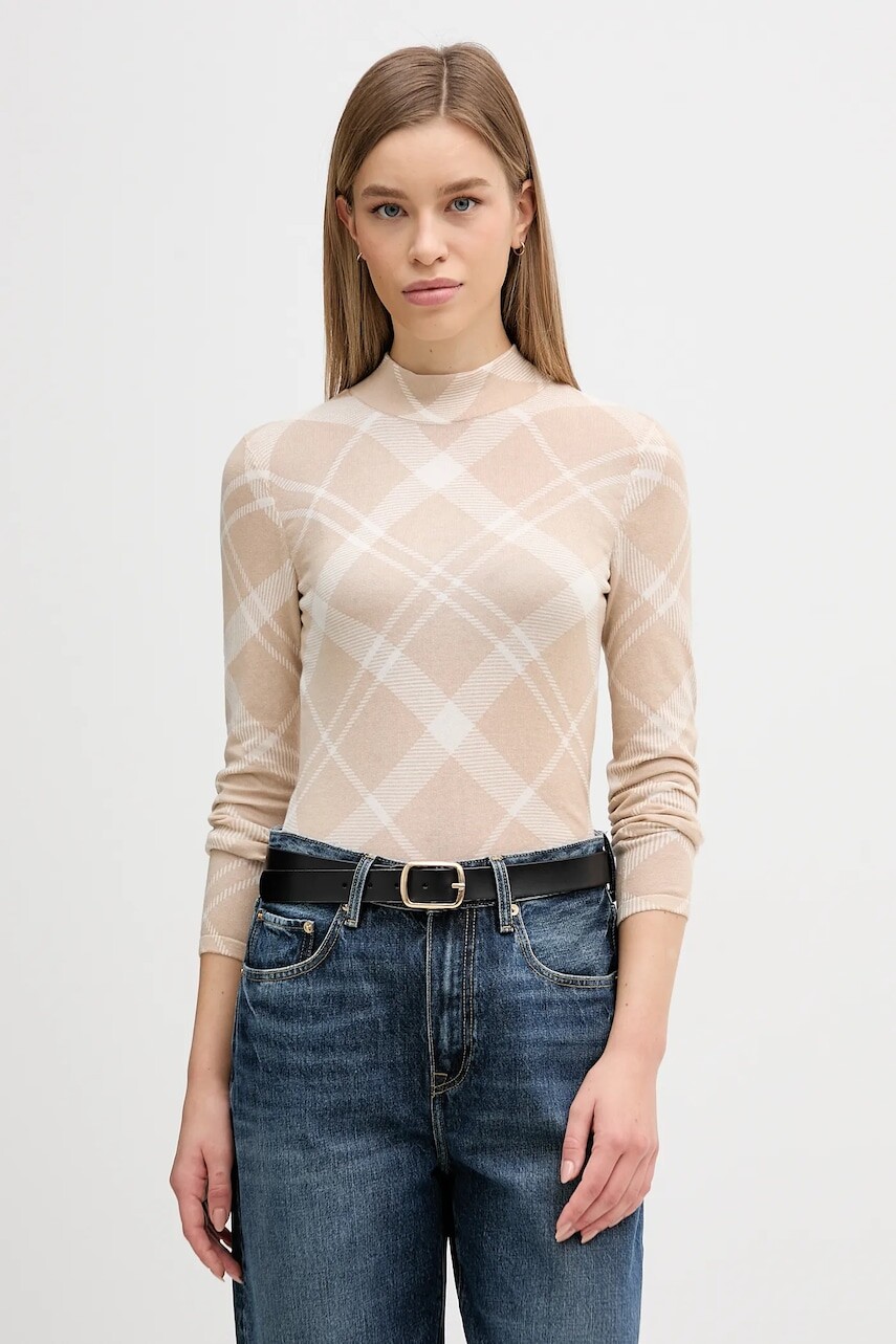 Bavlnený sveter Barbour Savannah béžová farba, ľahký, s polorolákom, LKN1731