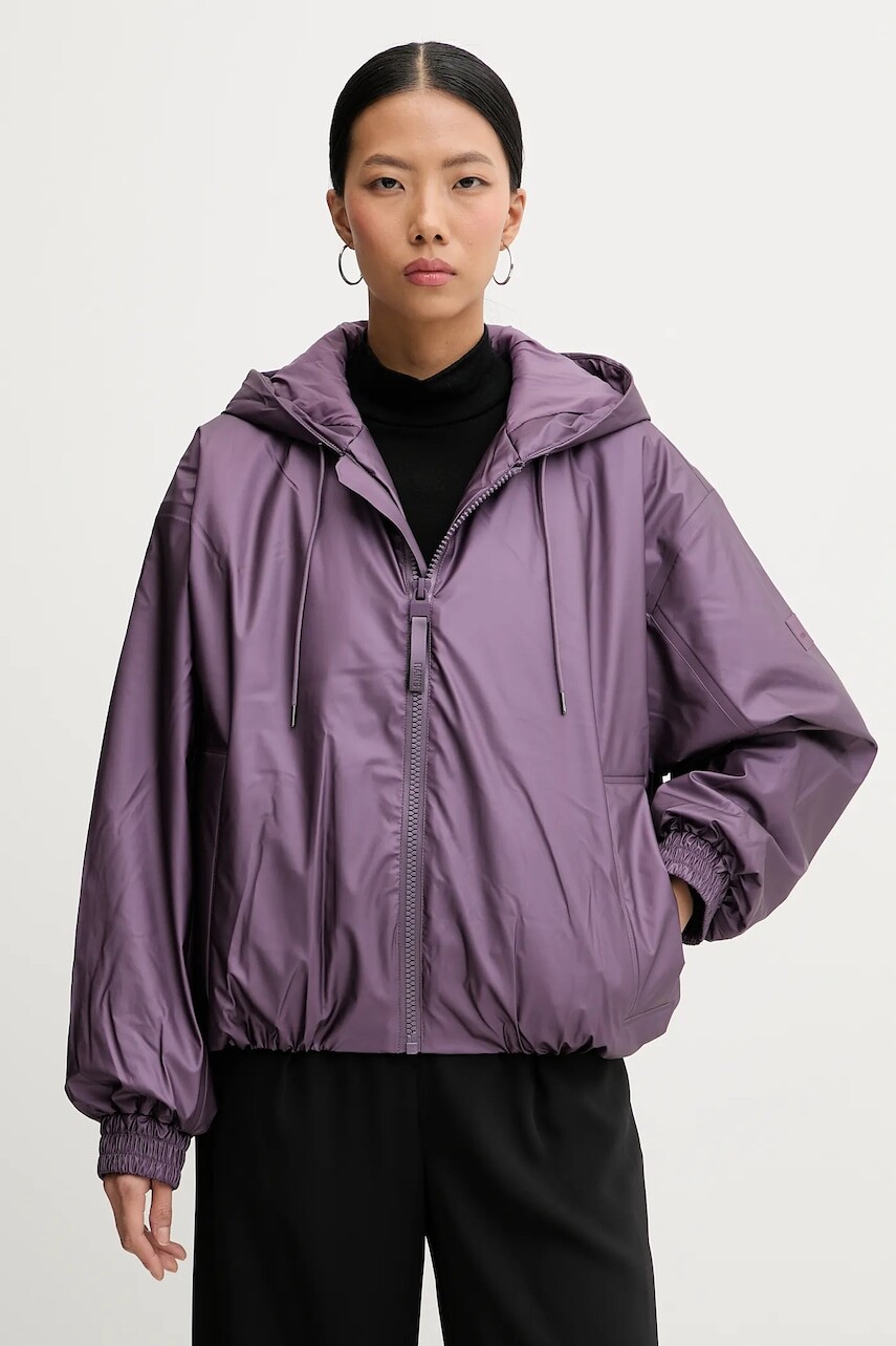 Nepremokavá bunda Rains 17290 Lohja Bomber Jacket W3T1 fialová farba, prechodná, oversize, 17290