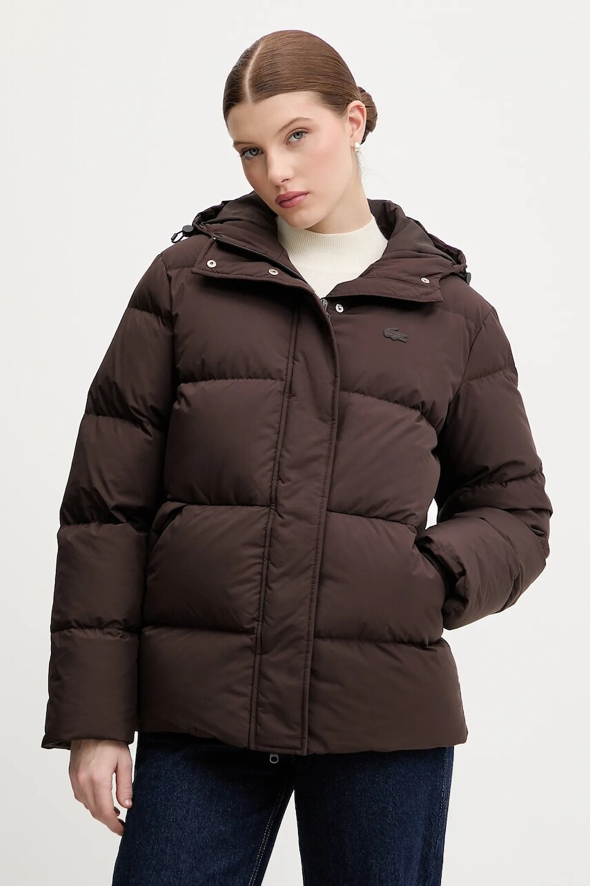 Páperová bunda Lacoste hnedá farba, zimná, BF2608