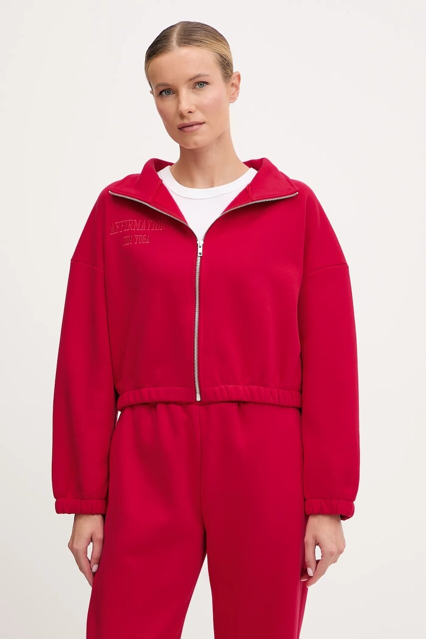Mikina na jogu JOYINME Zip Flow červená farba, jednofarebná, Zip.Flow
