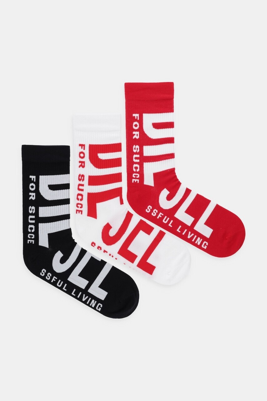 Ponožky Diesel SKM-RAY 3-pak červená farba, 00SAYJ.0IQAU