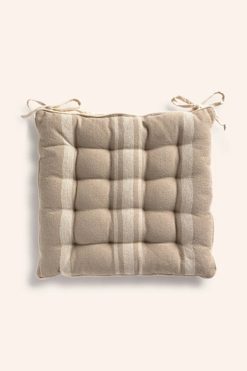 Dekoratívny bavlnený vankúš na stoličku Calma House Sorento 40 x 40 x 4 cm béžová farba