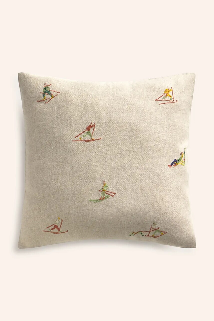 Dekoratívna obliečka na vankúš s ľanom Calma House Ski 45 x 45 cm béžová farba