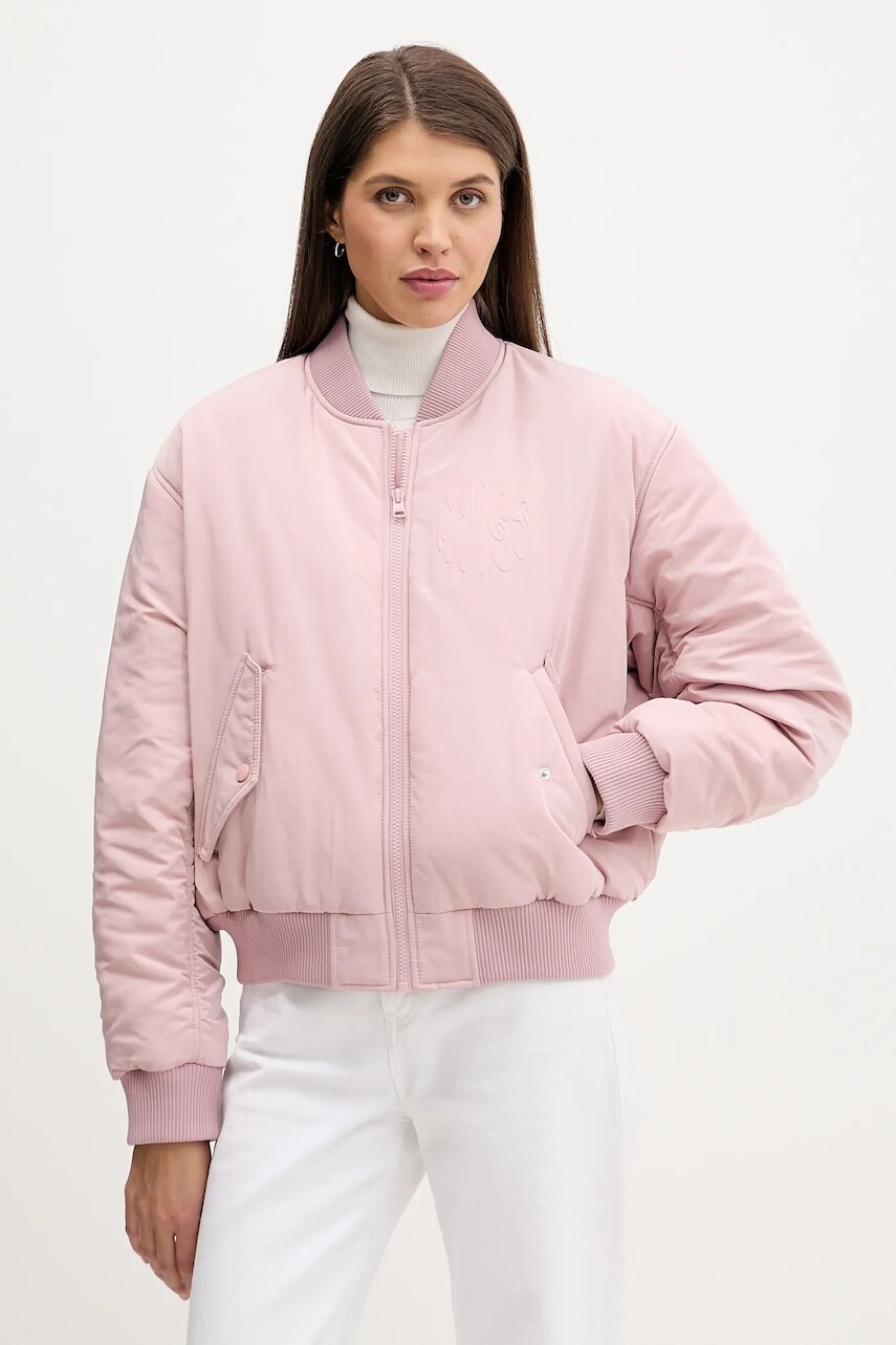 Bunda Hugo Blue ružová farba, prechodná, oversize, 50550702