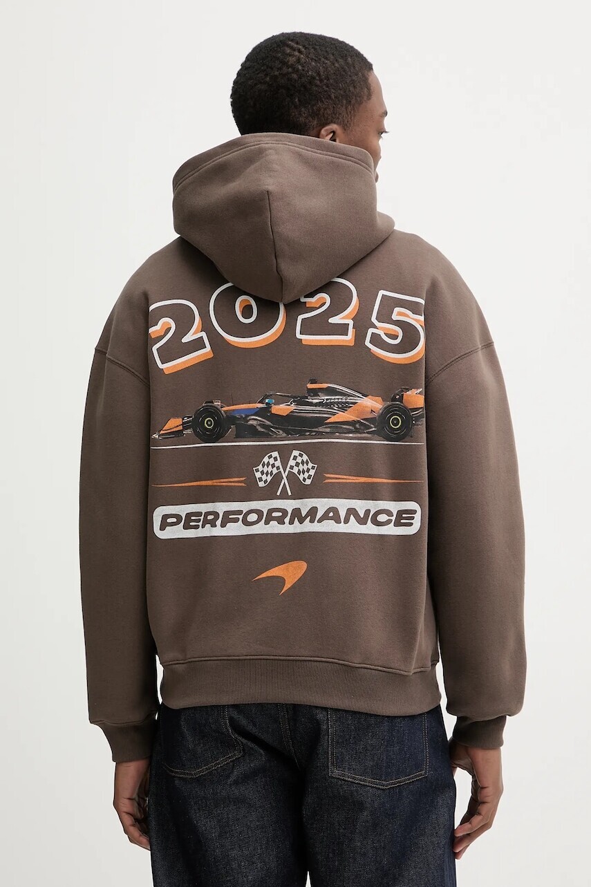 Mikina Hollister Co. hnedá farba, s kapucňou, s potlačou, KI322-5403-420