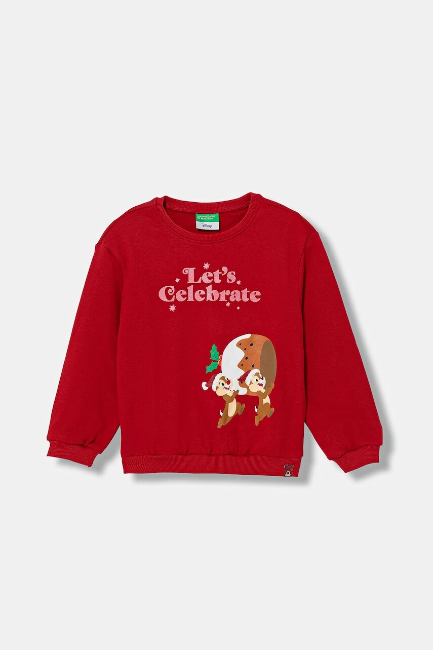 Detská mikina United Colors of Benetton červená farba, s potlačou, 3J73G10L0