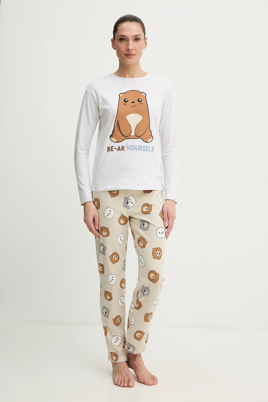 Pyžamo United Colors of Benetton dámske, šedá farba, 3DKE3P04C