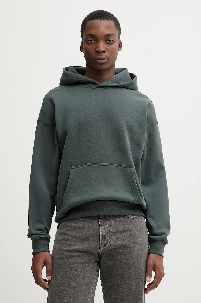 Mikina Hollister Co. šedá farba, s kapucňou, jednofarebná, KI322-5148-300