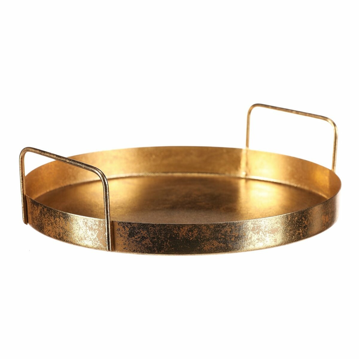 Kovová tácka s úchytmi pr. 25 cm, okrúhla, zlatá