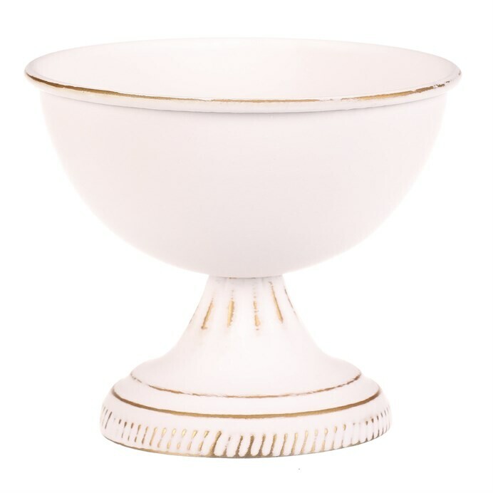 Aranžovací kovový kalich, biela, 13 x 13 x 11 cm