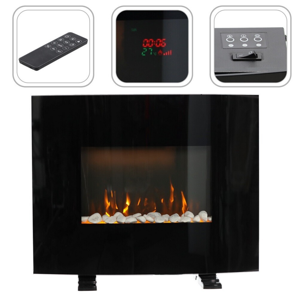 Nástenný/stojaci krb s efektom plameňa, 61 x 13,5 x 48 cm, 1000/2000W
