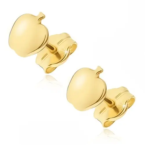 Zlaté náušnice 14K v tvare jablka s lesklým povrchom