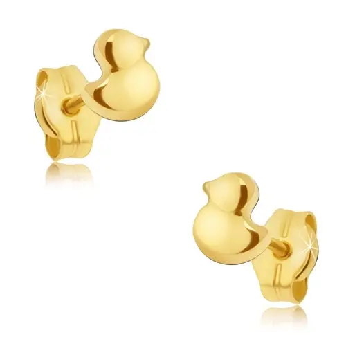 Zlaté puzetové náušnice 14K lesklé káčatko