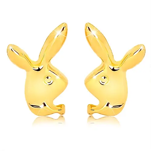 Zlaté náušnice 9K hlava zajaca