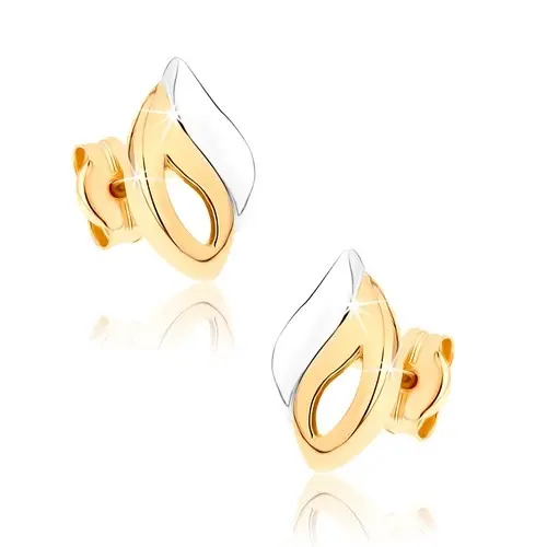 Zlaté 9K náušnice slza v dvojfarebnom prevedení