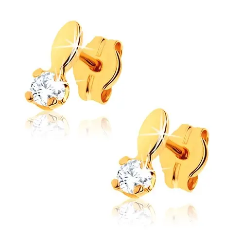 Zlaté 9K náušnice ovál s čírym zirkónom