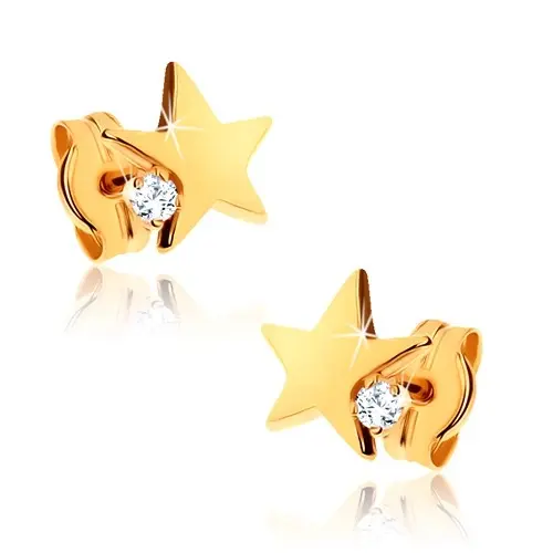 Zlaté náušnice 9K hviezda so zirkónom