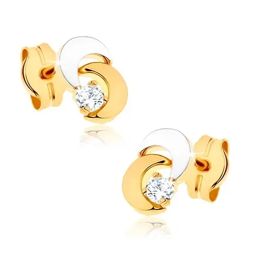 Zlaté náušnice 9K polmesiace so zirkónom