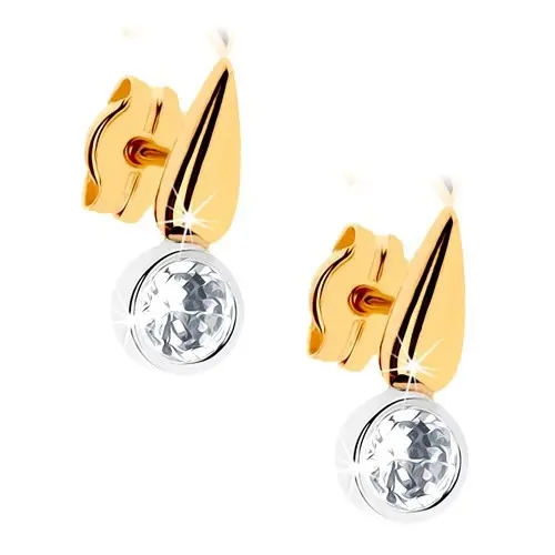 Zlaté náušnice 9K kvapka so zirkónom v objímke