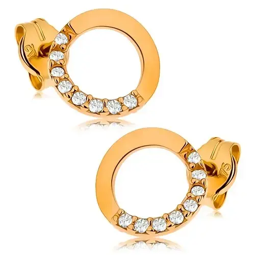 Zlaté náušnice 9K kruh s čírymi zirkónmi