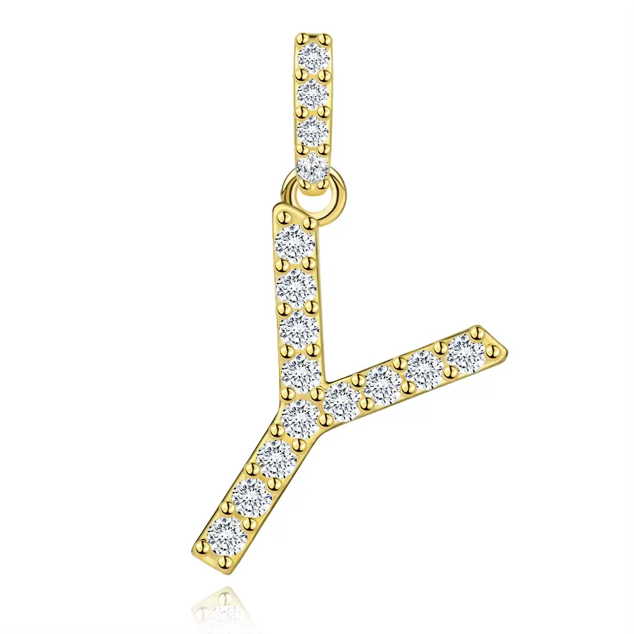 Prívesok z 9K žltého zlata s písmenom Y a zirkónmi