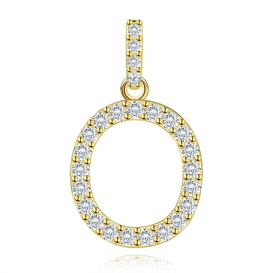 Prívesok z 9K žltého zlata s písmenom O a zirkónmi